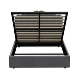 Oikiture Bed Frame Queen Size Gas Lift Velvet Grey