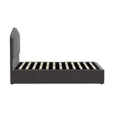 Oikiture Bed Frame Queen Size Gas Lift Velvet Grey - Extra Image