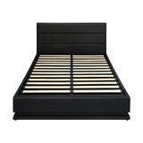 Oikiture Double Bed Frame Gas Lift RBG Storage Space Black
