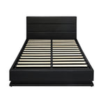 Oikiture Double Bed Frame Gas Lift RBG Storage Space Black, Gas Lift
