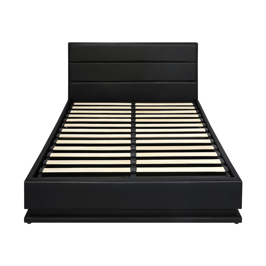 Oikiture Double Bed Frame Gas Lift RBG Storage Space Black, Gas Lift