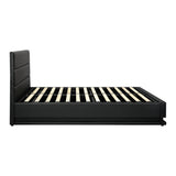 Oikiture Double Bed Frame Gas Lift RBG Storage Space Black