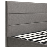 Oikiture Double Bed Frame with Gas Lift LED Storage Space Grey