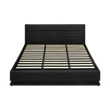 Oikiture King Bed Frame Gas Lift RGB Storage Space Black