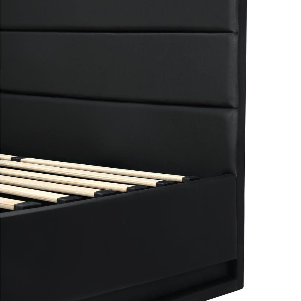 Oikiture King Bed Frame Gas Lift RGB Storage Space Black