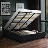 Oikiture King Bed Frame Gas Lift RGB Storage Space Black