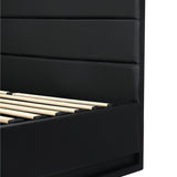 Oikiture Queen Bed Frame Gas Lift RGB Storage Space Black - 45-Degree Angle