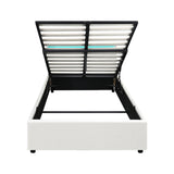Oikiture Bed Frame RGB LED King Single Gas Lift Storage Base White