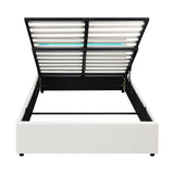 Oikiture Bed Frame RGB LED Queen Size Gas Lift Storage Base White
