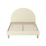 Oikiture Bed Frame Double Size Arched Bedhead Beige Fabric