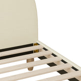 Oikiture Bed Frame Double Size Arched Bedhead Beige Fabric