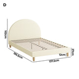 Oikiture Bed Frame Double Size Arched Bedhead Beige Fabric