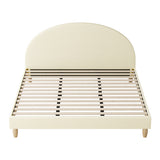 Oikiture Bed Frame King Size Arched Bedhead Beige Fabric