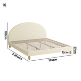 Oikiture Bed Frame King Size Arched Bedhead Beige Fabric - Close-Up Angle