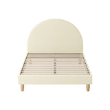 Oikiture Bed Frame King Single Arched Bedhead Beige Fabric