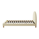 Oikiture Bed Frame King Single Arched Bedhead Beige Fabric