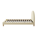 Oikiture Bed Frame King Single Arched Bedhead Beige Fabric - Top-Down View
