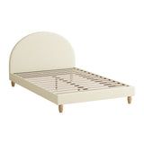 Oikiture Bed Frame Queen Size Arched Bedhead Beige Fabric