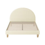 Oikiture Bed Frame Queen Size Arched Bedhead Beige Fabric