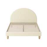 Oikiture Bed Frame Queen Size Arched Bedhead Beige Fabric - Rear View