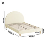 Oikiture Bed Frame Queen Size Arched Bedhead Beige Fabric