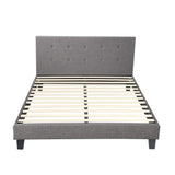Oikiture Bed Frame Double Size Wooden Fabric Grey