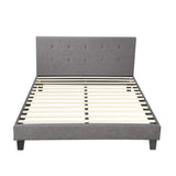 Oikiture Bed Frame Double Size Wooden Fabric Grey - 45-Degree Angle