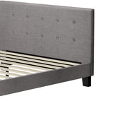 Oikiture Bed Frame Double Size Wooden Fabric Grey - Extra Image