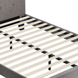 Oikiture Bed Frame Double Size Wooden Fabric Grey - Top-Down View