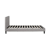 Oikiture Bed Frame Double Size Wooden Fabric Grey