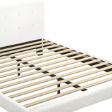 Oikiture Bed Frame Double Size White Boucle - Low Angle