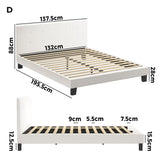 Oikiture Bed Frame Double Size White Boucle - Top-Down View