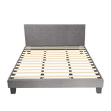 Oikiture Bed Frame King Size Wooden Fabric Grey