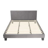 Oikiture Bed Frame King Size Wooden Fabric Grey - 45-Degree Angle