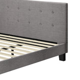 Oikiture Bed Frame King Size Wooden Fabric Grey - Rear View