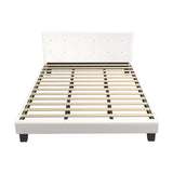 Oikiture Bed Frame King Size White Boucle - Side View
