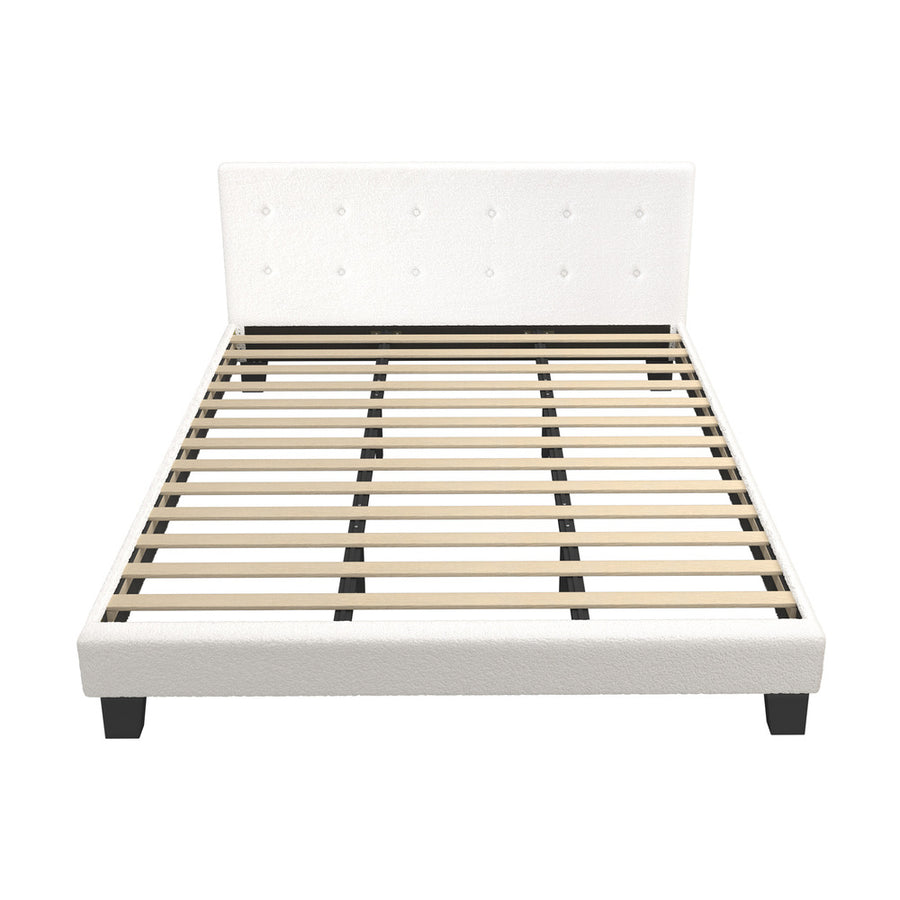 Oikiture Bed Frame King Size White Boucle, image 3