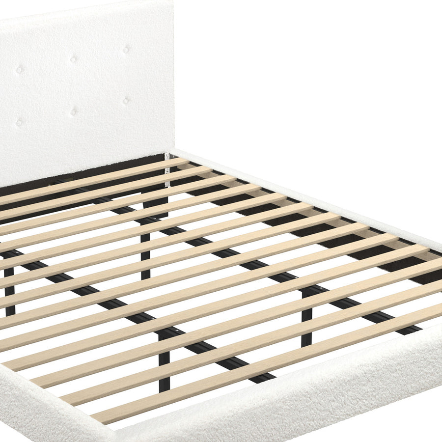 Oikiture Bed Frame King Size White Boucle, image 6