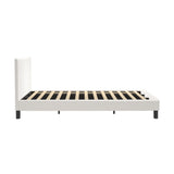 Oikiture Bed Frame King Size White Boucle