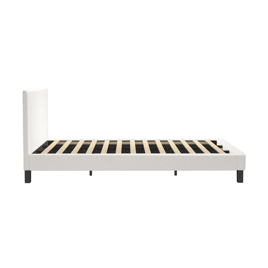 Oikiture Bed Frame King Size White Boucle, image 9
