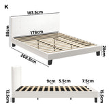 Oikiture Bed Frame King Size White Boucle
