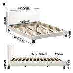 Oikiture Bed Frame King Size White Boucle, image 4