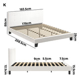 Oikiture Bed Frame King Size White Boucle - Top-Down View
