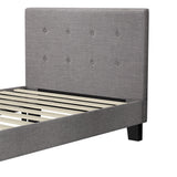 Oikiture Bed Frame King Single Wooden Fabric Grey