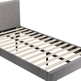 Oikiture Bed Frame King Single Wooden Fabric Grey