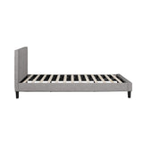 Oikiture Bed Frame King Single Wooden Fabric Grey