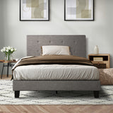 Oikiture Bed Frame King Single Wooden Fabric Grey