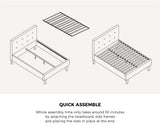 Oikiture Bed Frame King Single Wooden Fabric Grey