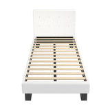 Oikiture Bed Frame King Single White Boucle