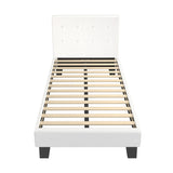 Oikiture Bed Frame King Single White Boucle - Rear View